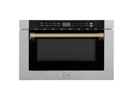 ZLINE Autograph Edition 24 in. Microwave in Fingerprint Resistant Stainless Steel with Traditional Handles and Champagne Bronze Accents (MWDZ-1-SS-H-CB) Sale