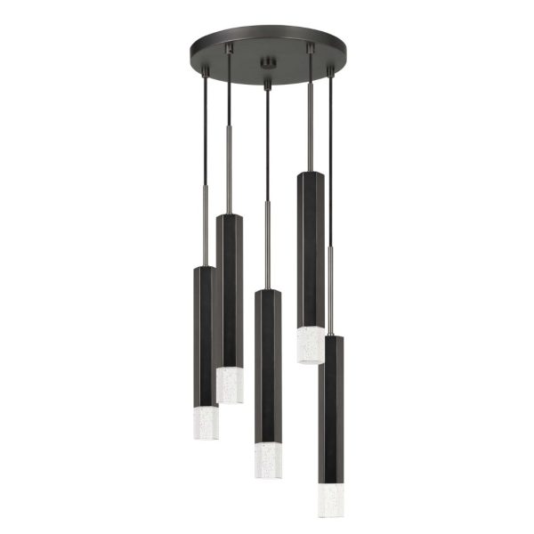 Cal Lighting Troy Integrated Led Dimmable Hexagon Aluminum Casted 5 Lights Pendant With Glass Diffuser Fashion