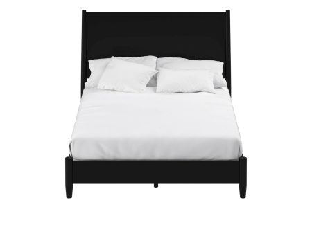 Alpine Flynn Mid Century Modern Queen Panel Bed, Black For Discount