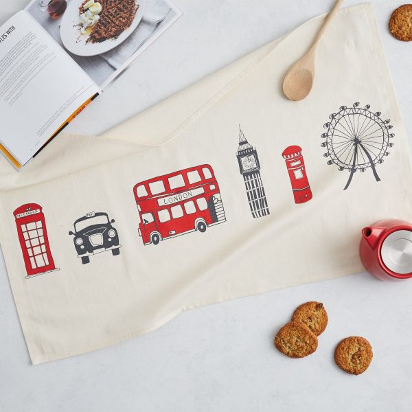 London Skyline Tea Towel by Victoria Eggs Hot on Sale