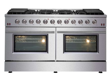 Forno Galiano - 60 in. 6.58 cu. ft Gold Professional Freestanding Range with Gas Stove and Gas Oven in Stainless Steel (FFSGS6244-60) For Discount