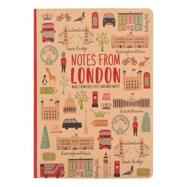 London Adventures A5 Softcover Kraft Notebook by Milly Green Fashion