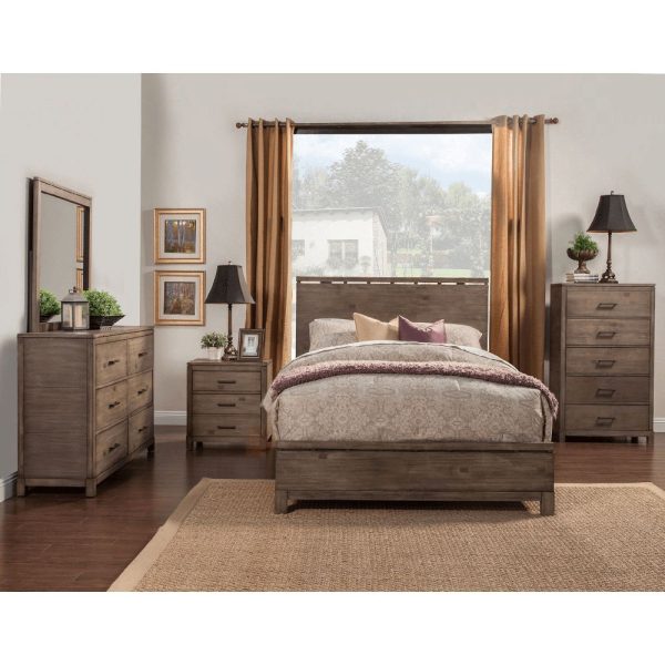 Alpine Sydney California King Panel Bed, Weathered Grey on Sale