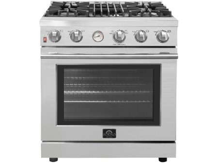 Forno Alta Qualita - 30 in. 4.62 cu. ft. Pro-Style Range with Gas Stove and Gas Oven in Stainless Steel (FFSGS6228-30S) Online Hot Sale