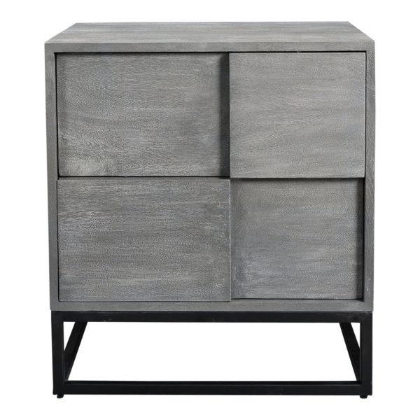 Moe s Felix Collection 24 in. Acacia Nightstand in Grey with Iron Accents Online Sale