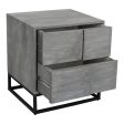 Moe s Felix Collection 24 in. Acacia Nightstand in Grey with Iron Accents Online Sale