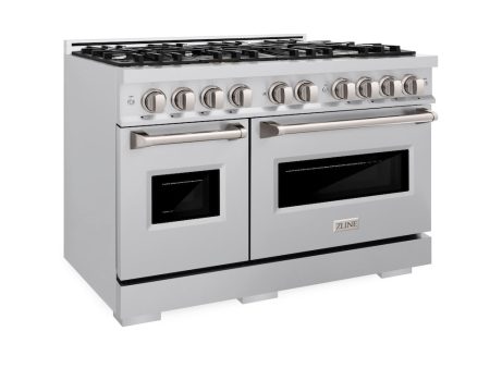 ZLINE 48 in. 6.7 cu. ft. Classic Double Oven Dual Fuel Range with 8 Burner Gas Cooktop in Stainless Steel (CDR48) Online Hot Sale