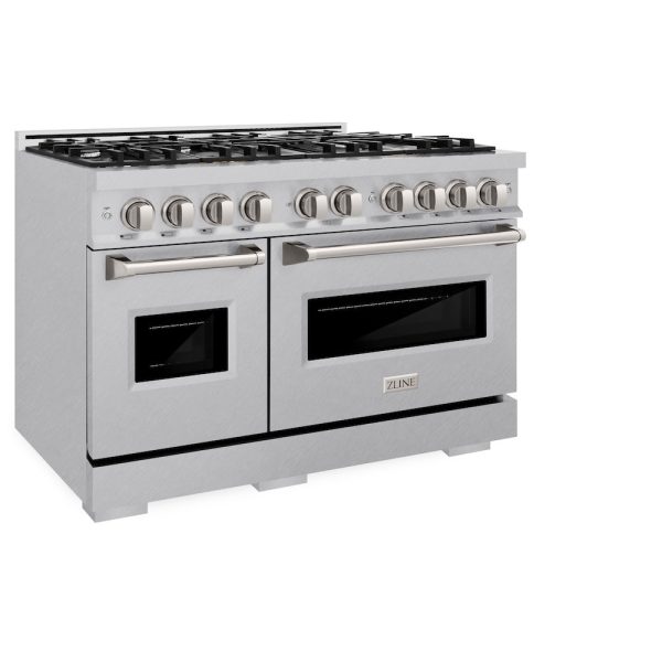 ZLINE 48 in. 6.7 cu. ft. Classic Double Oven Dual Fuel Range with 8 Burner Gas Cooktop in DuraSnow® Stainless Steel (CDRS-48) Discount