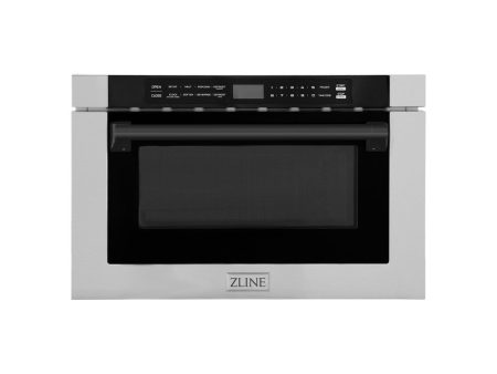 ZLINE Autograph Edition 24 in. 1.2 cu. ft. Built-in Microwave Drawer with a Traditional Handle in Stainless Steel and Matte Black Accents (MWDZ-1-H-MB) Fashion