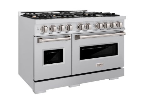 ZLINE 48 in. 6.7 cu. ft. Classic Double Oven Dual Fuel Range in Stainless Steel with 8 Brass Burners (CDR-BR-48) Discount