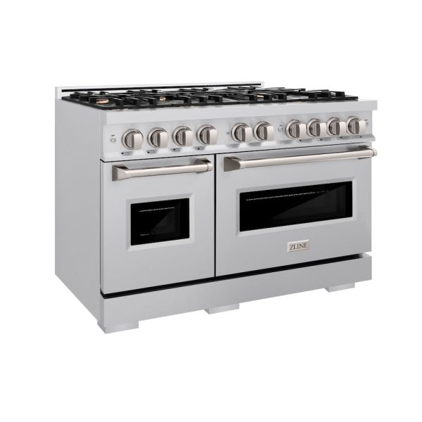 ZLINE 48 in. 6.7 cu. ft. Classic Double Oven Dual Fuel Range in Stainless Steel with 8 Brass Burners (CDR-BR-48) Discount