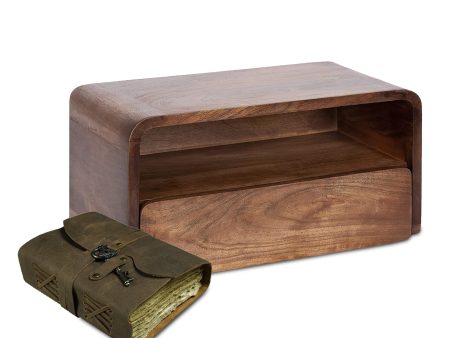 Wooden Floating Drawer with Leather Journal Combo For Cheap