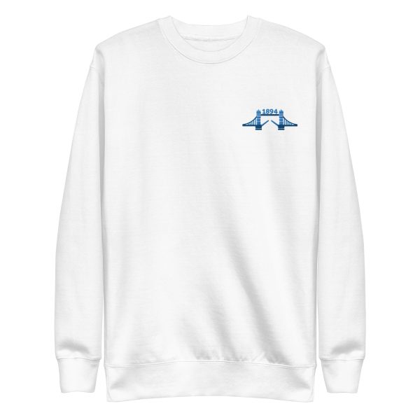 1894 Tower Bridge - Blue Thread Embroidered Unisex Premium Sweatshirt Online Hot Sale