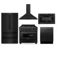 ZLINE Kitchen Package with Black Stainless Steel Refrigeration, 36 in. Dual Fuel Range, 36 in. Range Hood, Microwave Drawer, and 24 in. Tall Tub Dishwasher (5KPR-RABRH36-MWDWV) Fashion