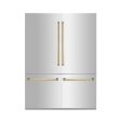 ZLINE Autograph Edition 60 in. 32.2 cu. ft. French Door Built-In Bottom Freezer Refrigerator with Water Dispenser and Ice Maker in Stainless Steel with Polished Gold Accents (RBIVZ-304-60-G) For Discount