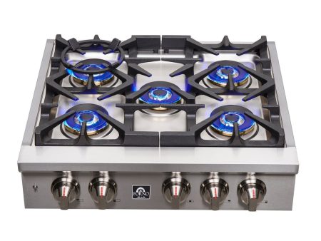 Forno Spezia 30 in. 5 Burner Gas Cooktop with Wok Ring and Griddle in Stainless Steel (FCTGS5751-30) Fashion