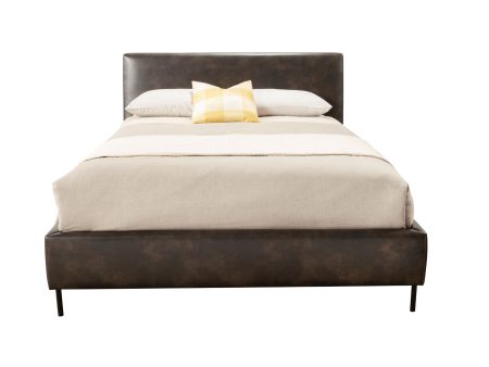 Alpine Sophia California King Faux Leather Platform Bed, Gray Hot on Sale