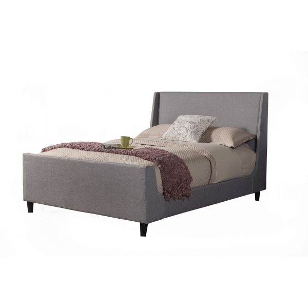 Alpine Amber Queen Upholstered Bed, Grey Linen Fashion